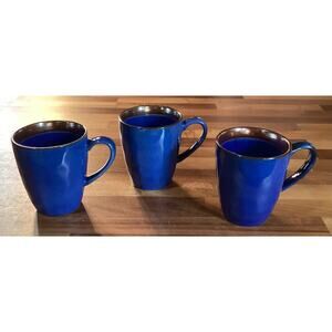 Mikasa Talia Blue Stoneware Coffee Mugs Cups Set of 3